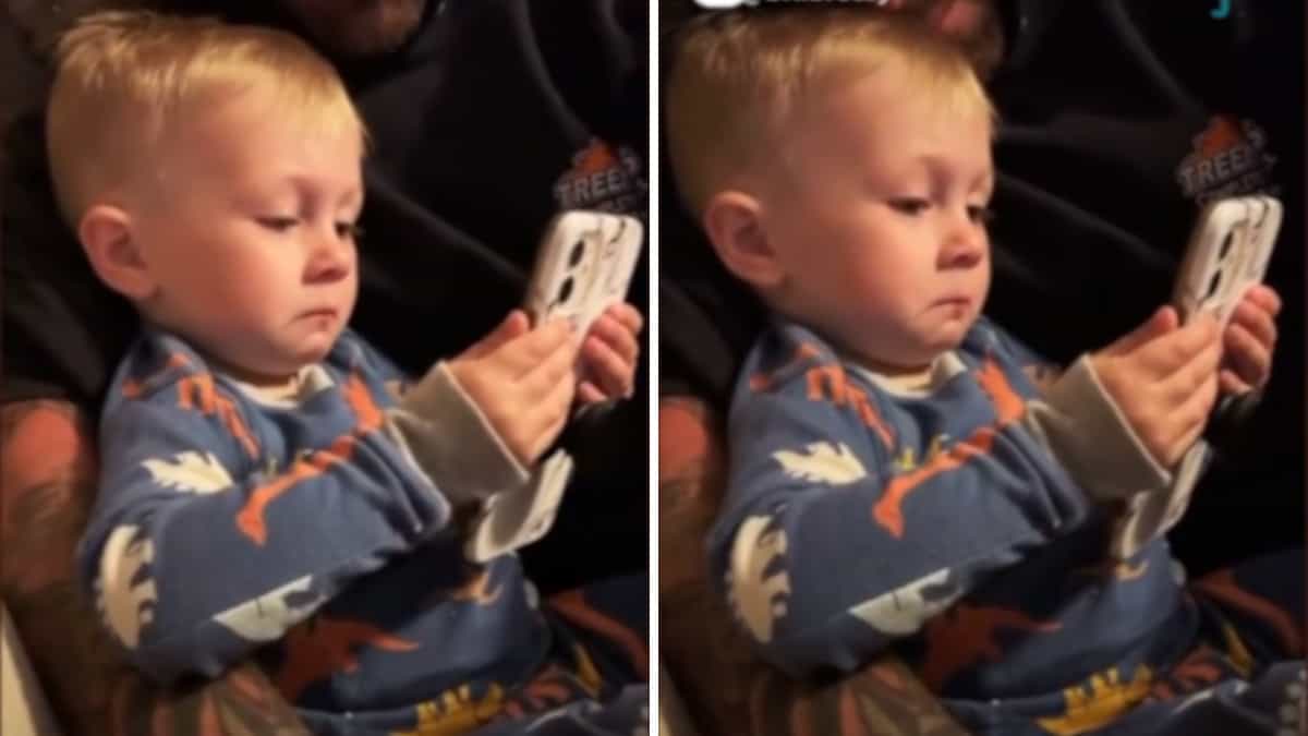 Quando questo bimbo di 2 anni ha visto i suoi genitori in foto, è riuscito a stento a trattenere le lacrime