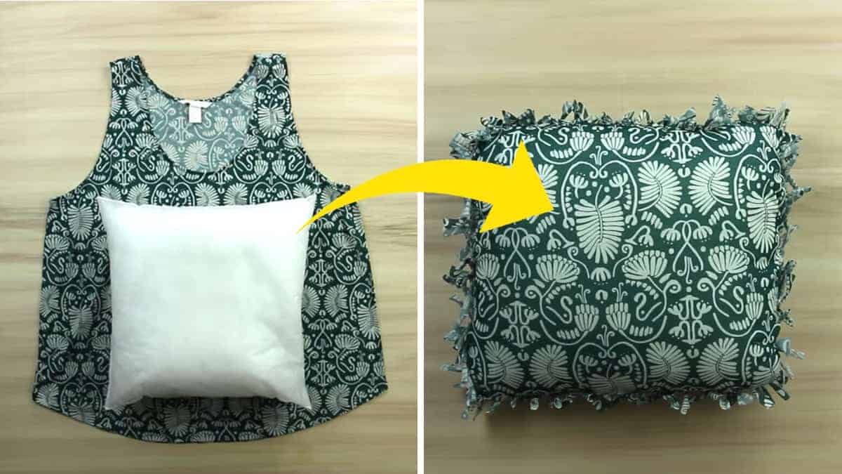 Trasforma una vecchia maglietta in copricuscino senza cucire: tutorial semplicissimo